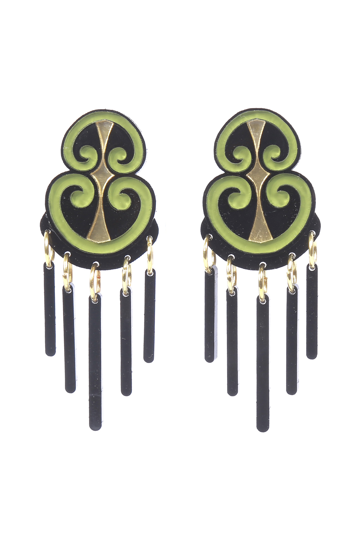 Olive & Black Handmade Dangler Earrings by The YV Brand