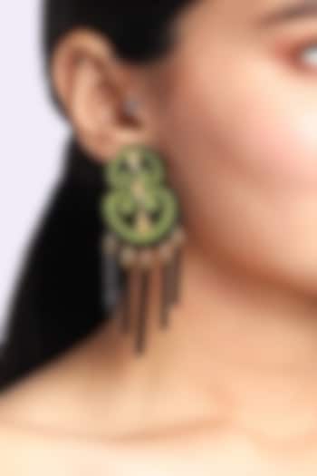 Olive & Black Handmade Dangler Earrings by The YV Brand