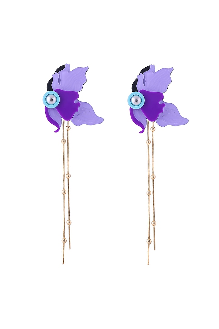 Purple Orchid Handmade Dangler Earrings by The YV Brand