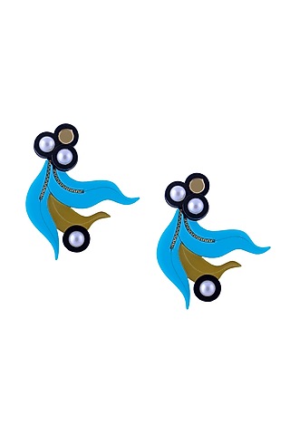 Blue Peony Handmade Stud Earrings by The YV Brand