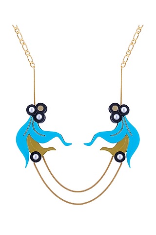 Blue Peony Handmade Necklace by The YV Brand