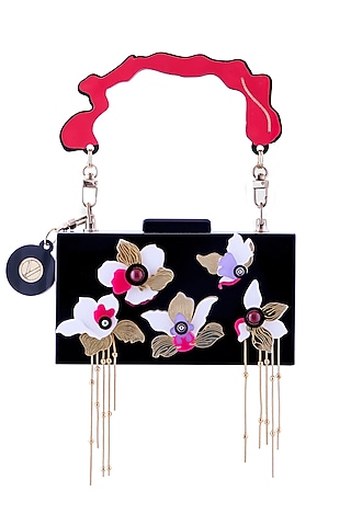Black Acrylic Handmade Bag by The YV Brand
