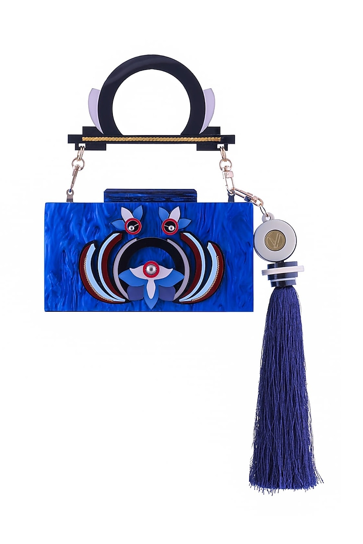 Blue Acrylic Handmade Bag by The YV Brand