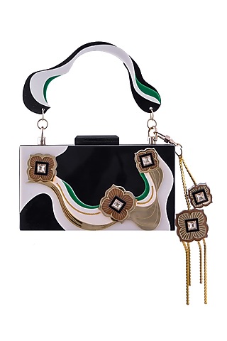 Black Acrylic Handmade Bag by The YV Brand