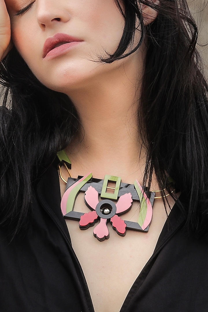 Pink Floral Necklace by The YV Brand