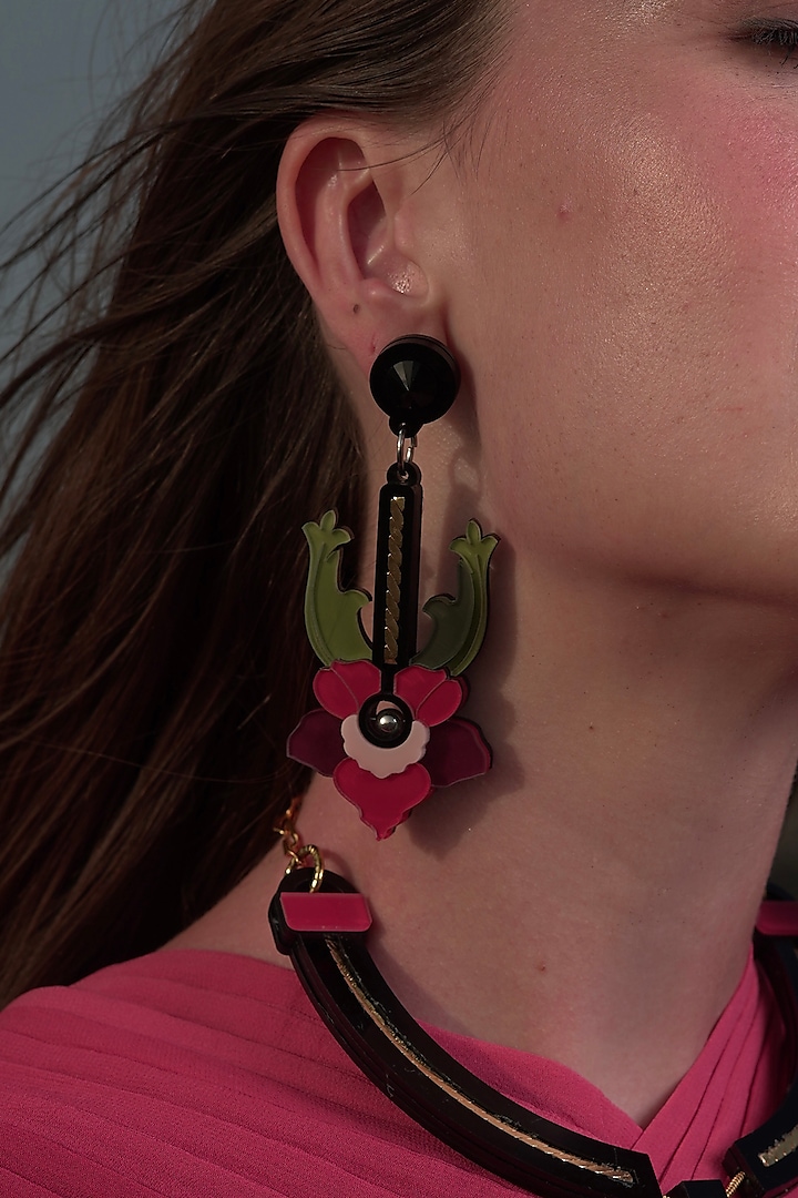 Multi-Colored Primrose Dangler Earrings by The YV Brand