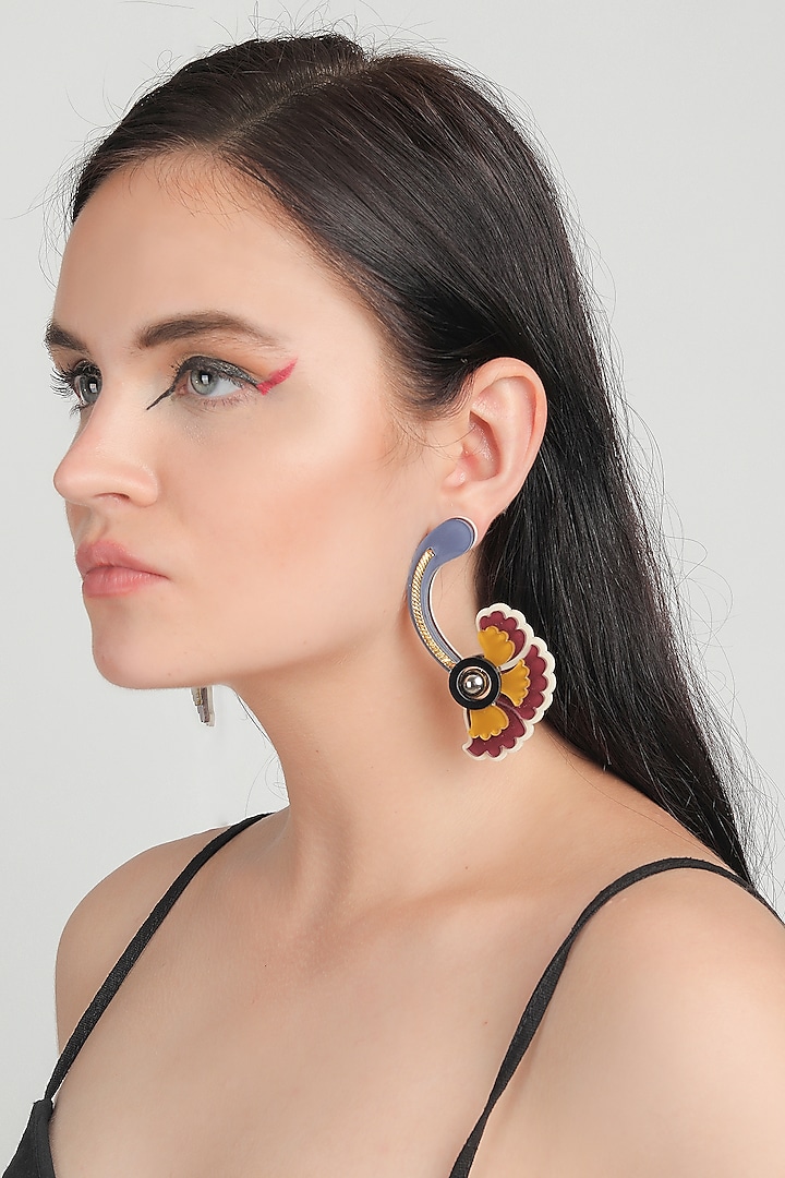 Multi-Colored Moon Peony Dangler Earrings by The YV Brand