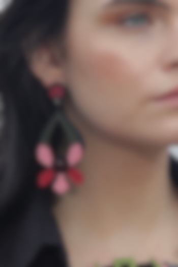 Pink Floral Dangler Earrings by The YV Brand
