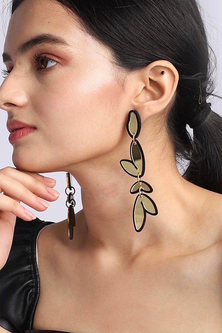 Gold Leaf Dangler Earrings by The YV Brand