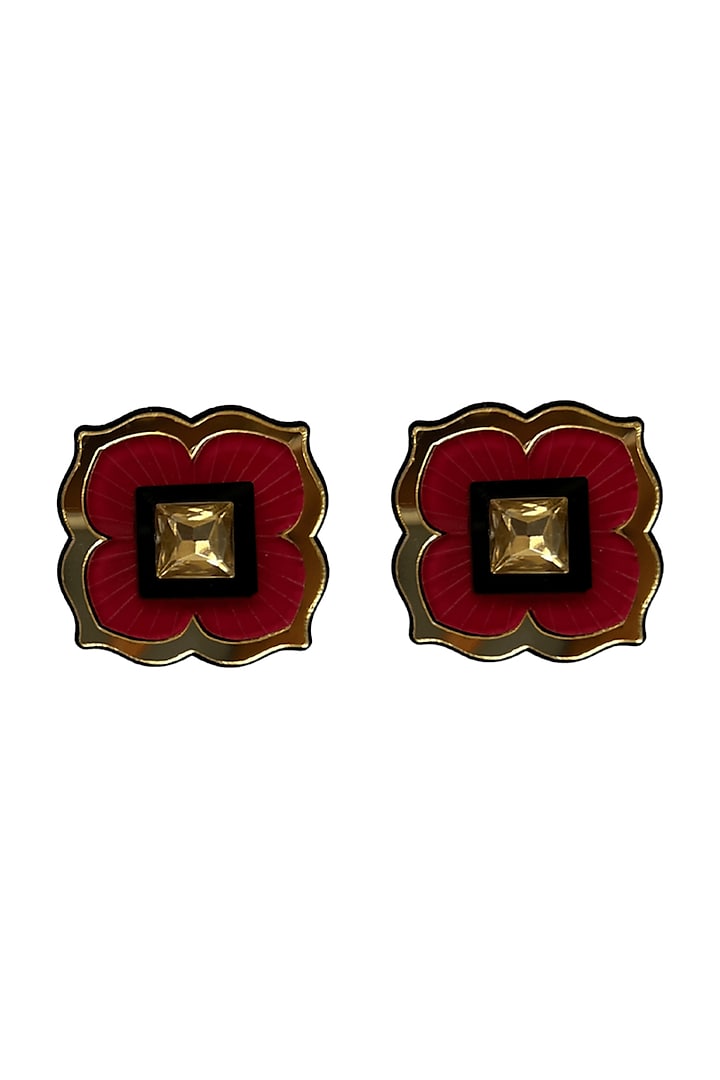 Red Brookcress Stud Earrings by The YV Brand