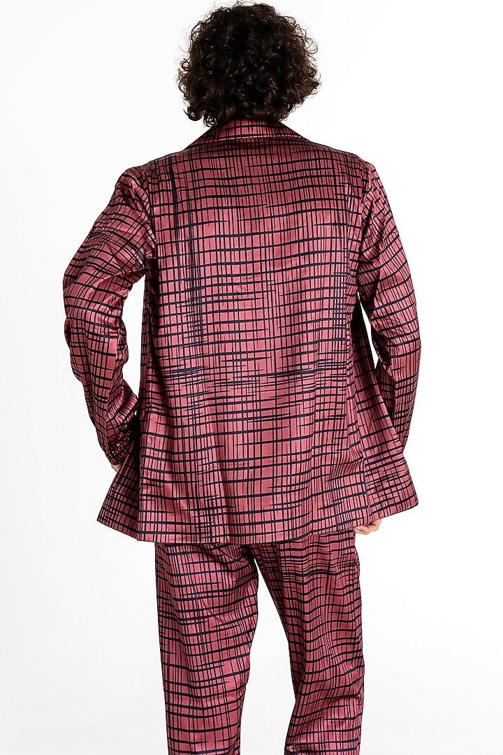 Carmine Red Polyester Printed Jacket by Tezhomaya by Kavit Mehta at Pernia's Pop Up Shop