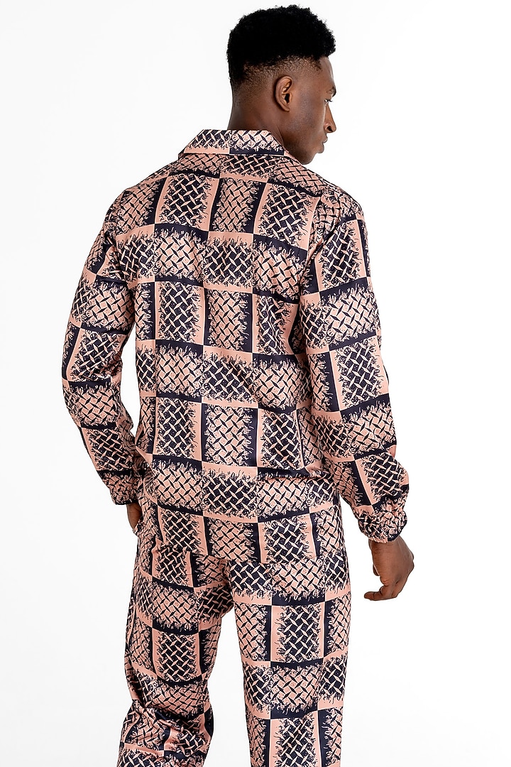 Golden Polyester Printed Jacket by Tezhomaya by Kavit Mehta at Pernia's Pop Up Shop