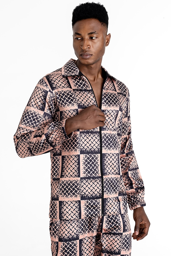 Golden Polyester Printed Jacket by Tezhomaya by Kavit Mehta at Pernia's Pop Up Shop