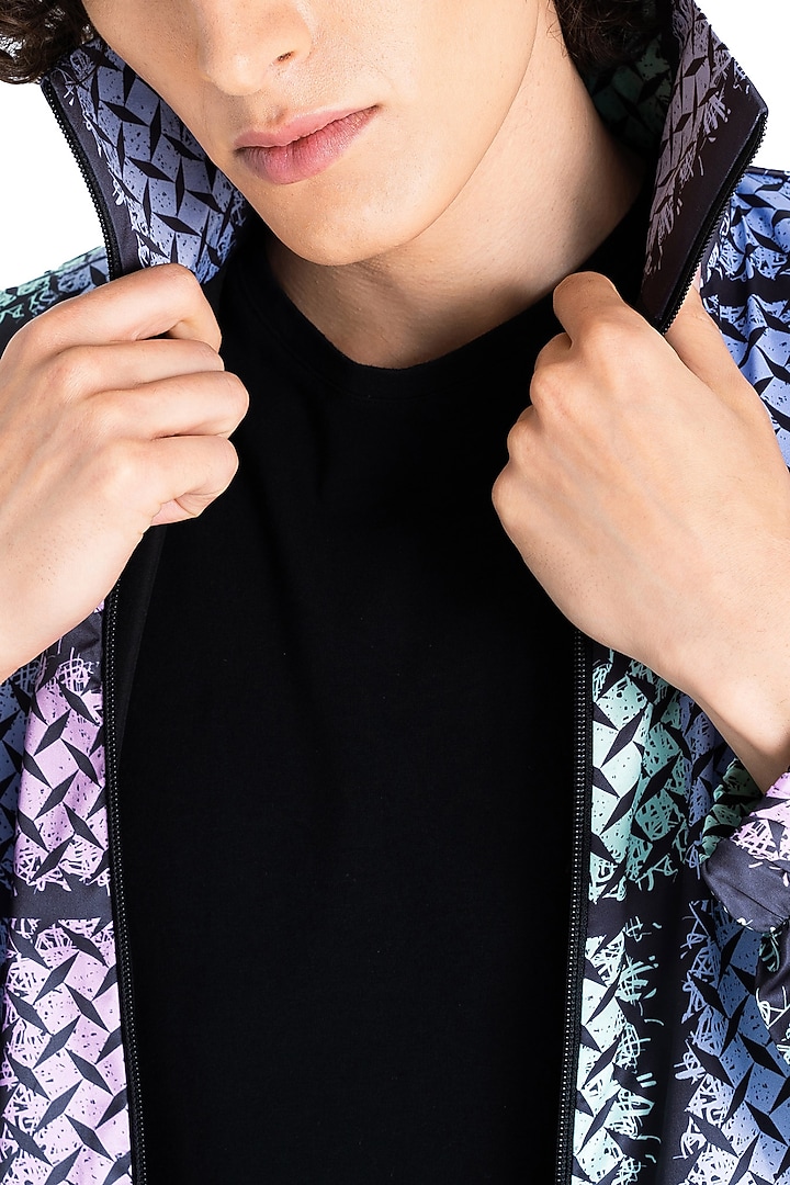 Multi-Colored Polyester Printed Jacket by Tezhomaya by Kavit Mehta at Pernia's Pop Up Shop