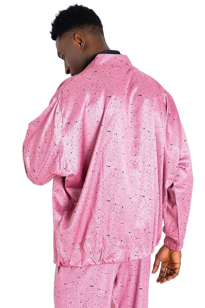 Pink Polyester Printed Jacket by Tezhomaya by Kavit Mehta at Pernia's Pop Up Shop