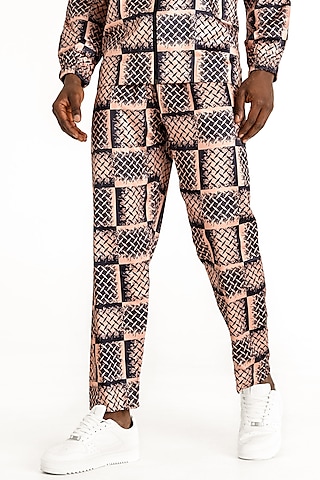 Gold Polyester Printed Pants by Tezhomaya by Kavit Mehta