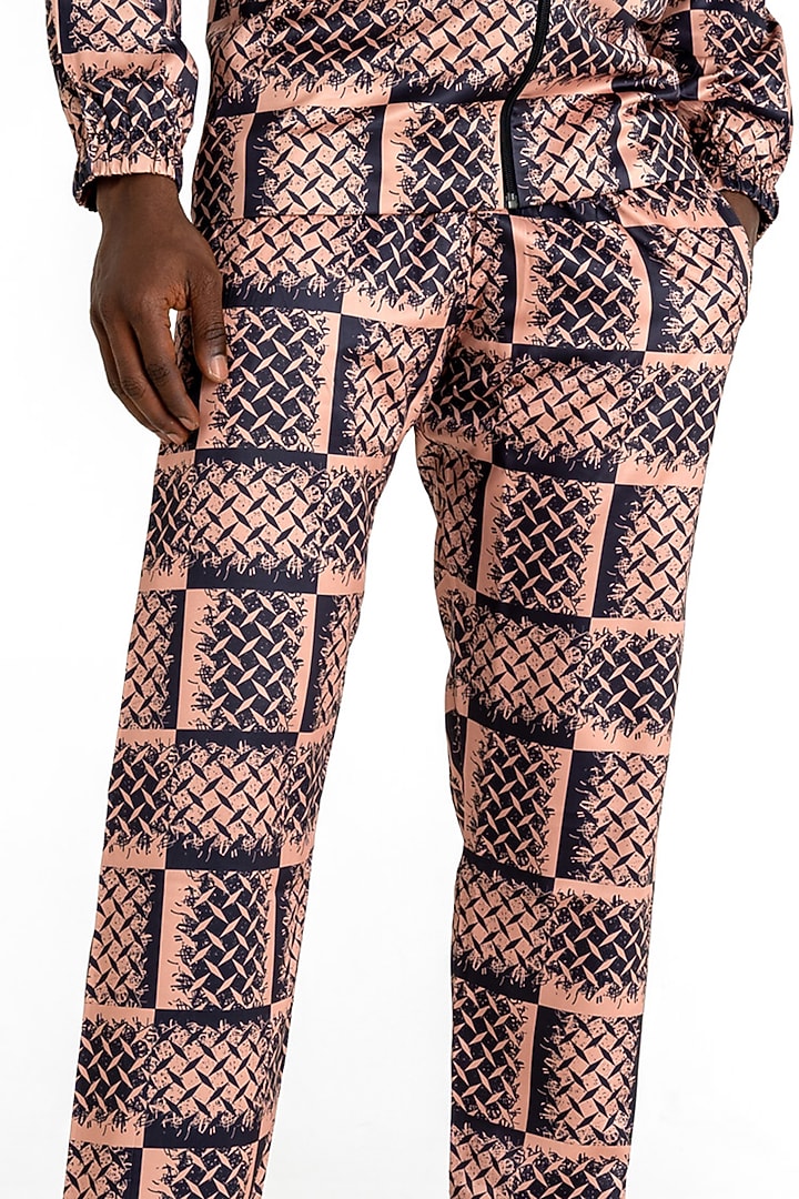 Gold Polyester Printed Pants by Tezhomaya by Kavit Mehta at Pernia's Pop Up Shop