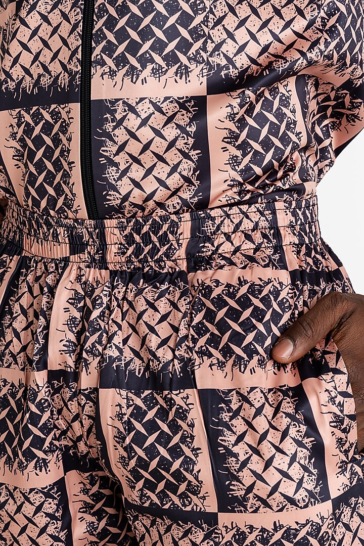 Gold Polyester Printed Pants by Tezhomaya by Kavit Mehta at Pernia's Pop Up Shop