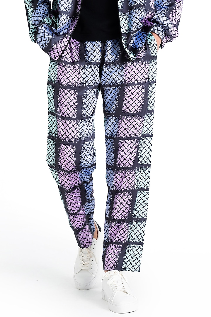 Multi-Colored Polyester Printed Pants by Tezhomaya by Kavit Mehta