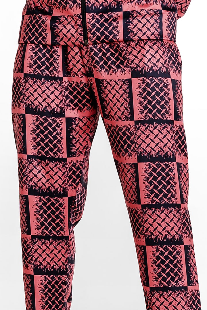 Red Polyester Printed Pants by Tezhomaya by Kavit Mehta at Pernia's Pop Up Shop
