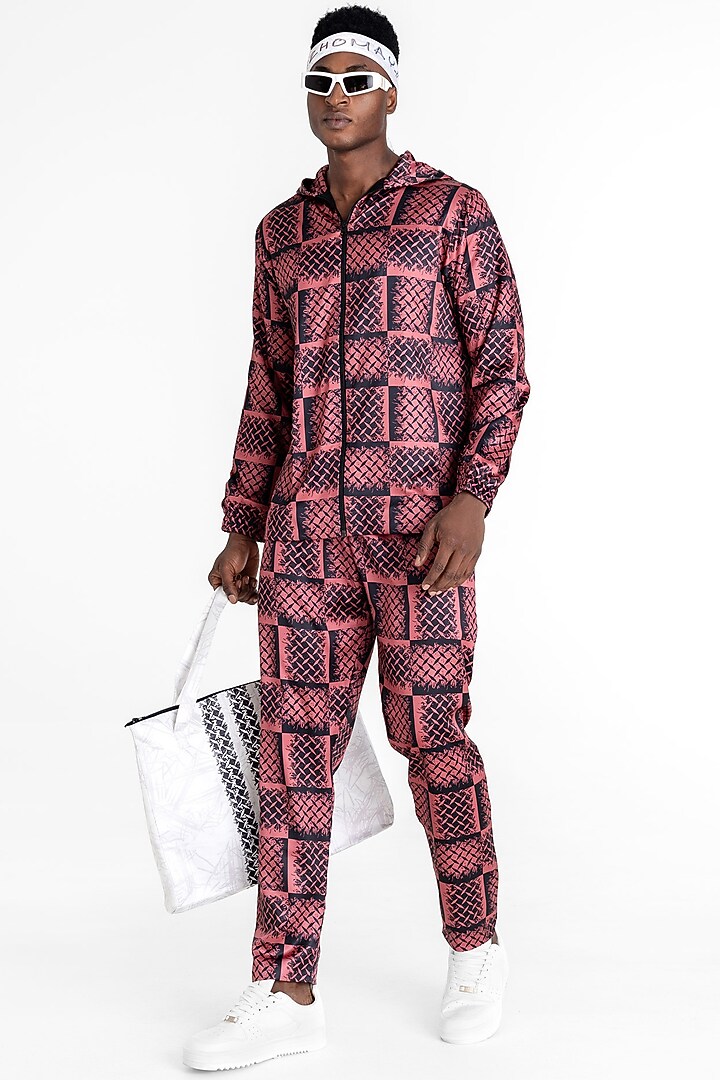 Red Polyester Printed Pants by Tezhomaya by Kavit Mehta at Pernia's Pop Up Shop