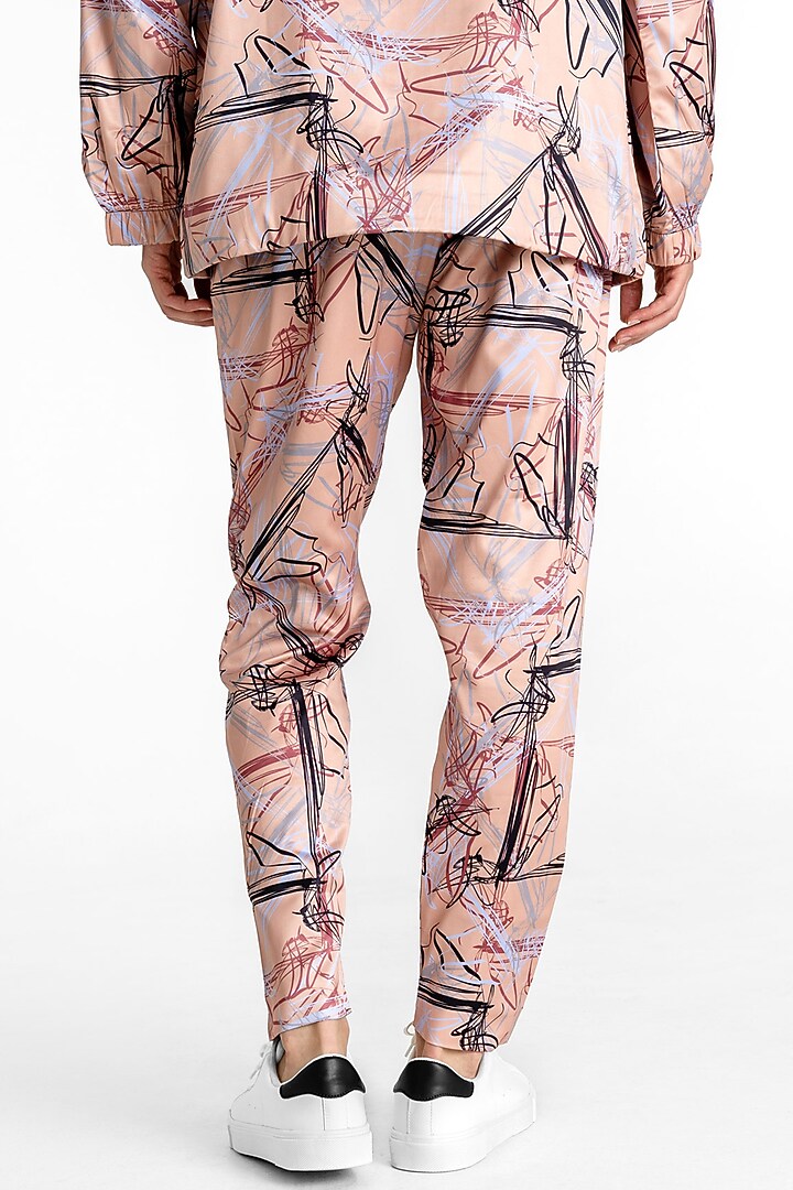 Peach Polyester Printed Pants by Tezhomaya by Kavit Mehta at Pernia's Pop Up Shop