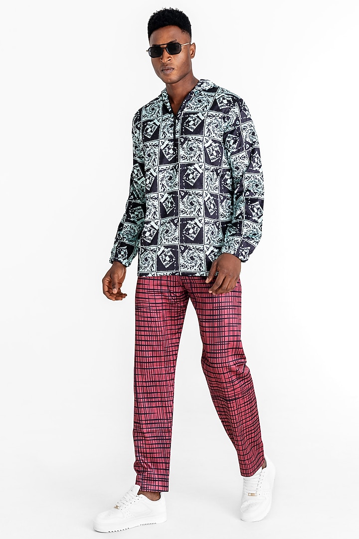 Green Polyester Printed Hoodie by Tezhomaya by Kavit Mehta at Pernia's Pop Up Shop