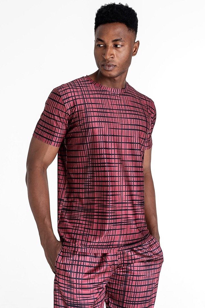 Carmine Red Polyester Printed T-Shirt by Tezhomaya by Kavit Mehta at Pernia's Pop Up Shop