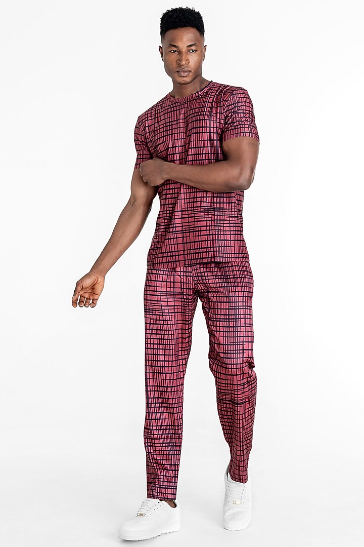 Carmine Red Polyester Printed T-Shirt by Tezhomaya by Kavit Mehta at Pernia's Pop Up Shop