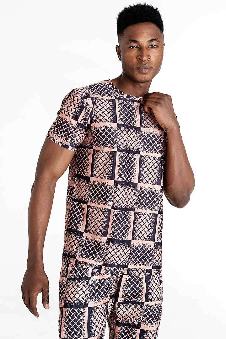 Pink Polyester Printed T-Shirt by Tezhomaya by Kavit Mehta at Pernia's Pop Up Shop