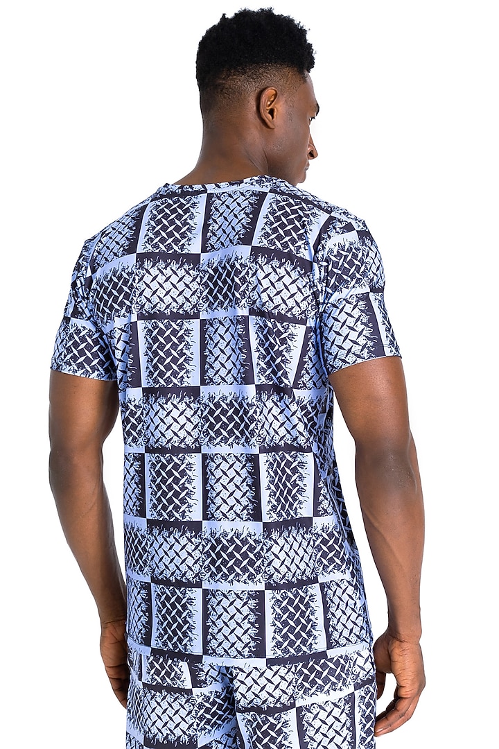 Blue Polyester Printed T-Shirt by Tezhomaya by Kavit Mehta at Pernia's Pop Up Shop