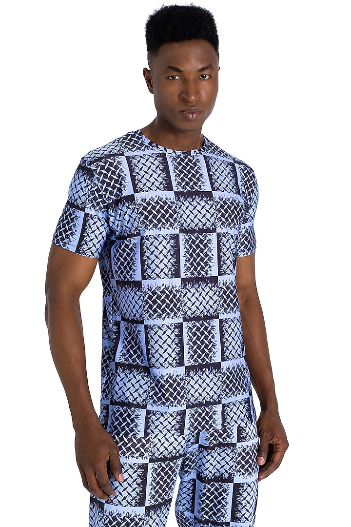 Blue Polyester Printed T-Shirt by Tezhomaya by Kavit Mehta at Pernia's Pop Up Shop