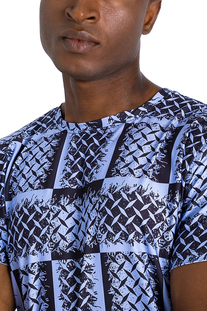 Blue Polyester Printed T-Shirt by Tezhomaya by Kavit Mehta at Pernia's Pop Up Shop