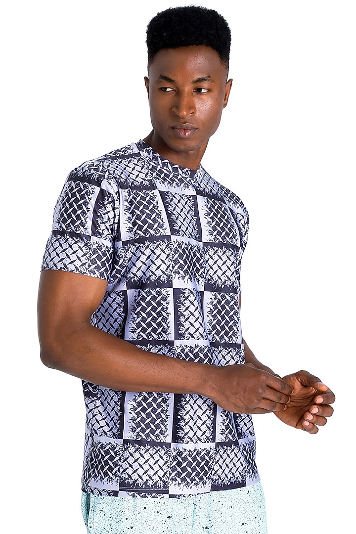 Grey Polyester Printed T-Shirt by Tezhomaya by Kavit Mehta at Pernia's Pop Up Shop
