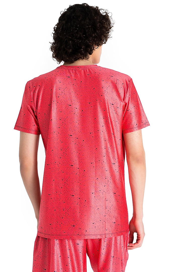 Red Polyester Printed T-Shirt by Tezhomaya by Kavit Mehta at Pernia's Pop Up Shop