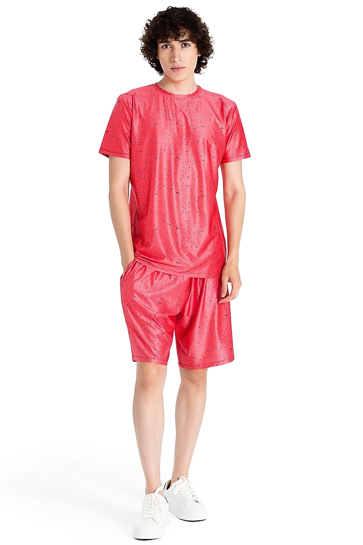 Red Polyester Printed T-Shirt by Tezhomaya by Kavit Mehta at Pernia's Pop Up Shop