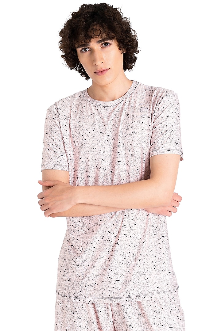 Light Beige Polyester Printed T-Shirt by Tezhomaya by Kavit Mehta