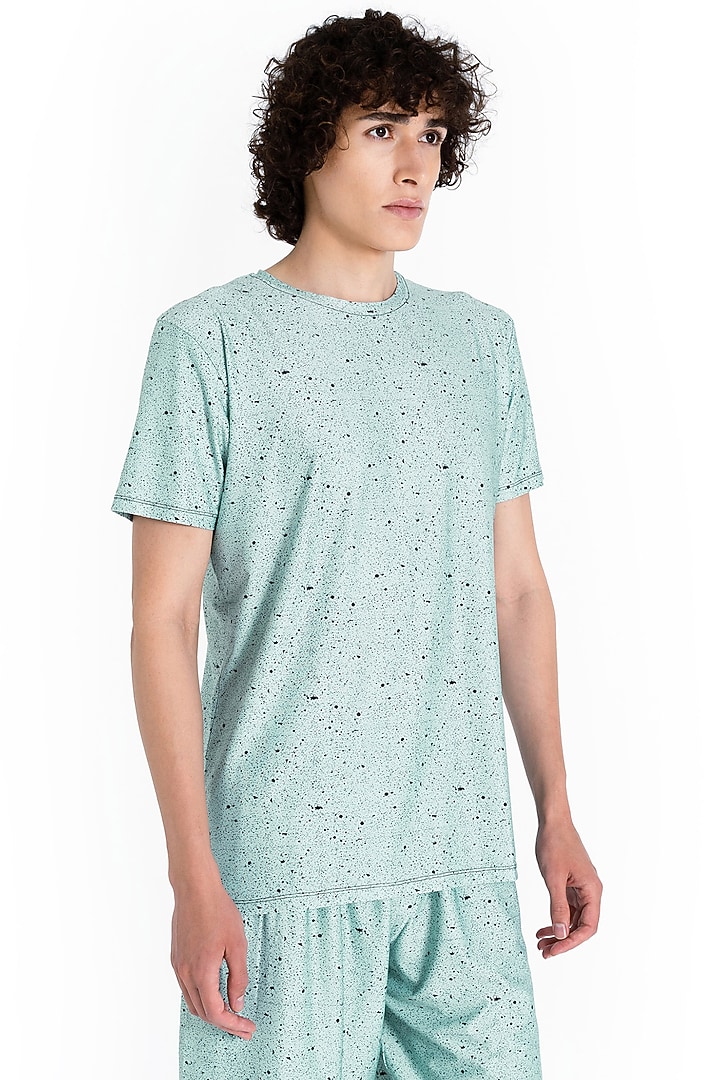 Green Polyester Printed T-Shirt by Tezhomaya by Kavit Mehta at Pernia's Pop Up Shop