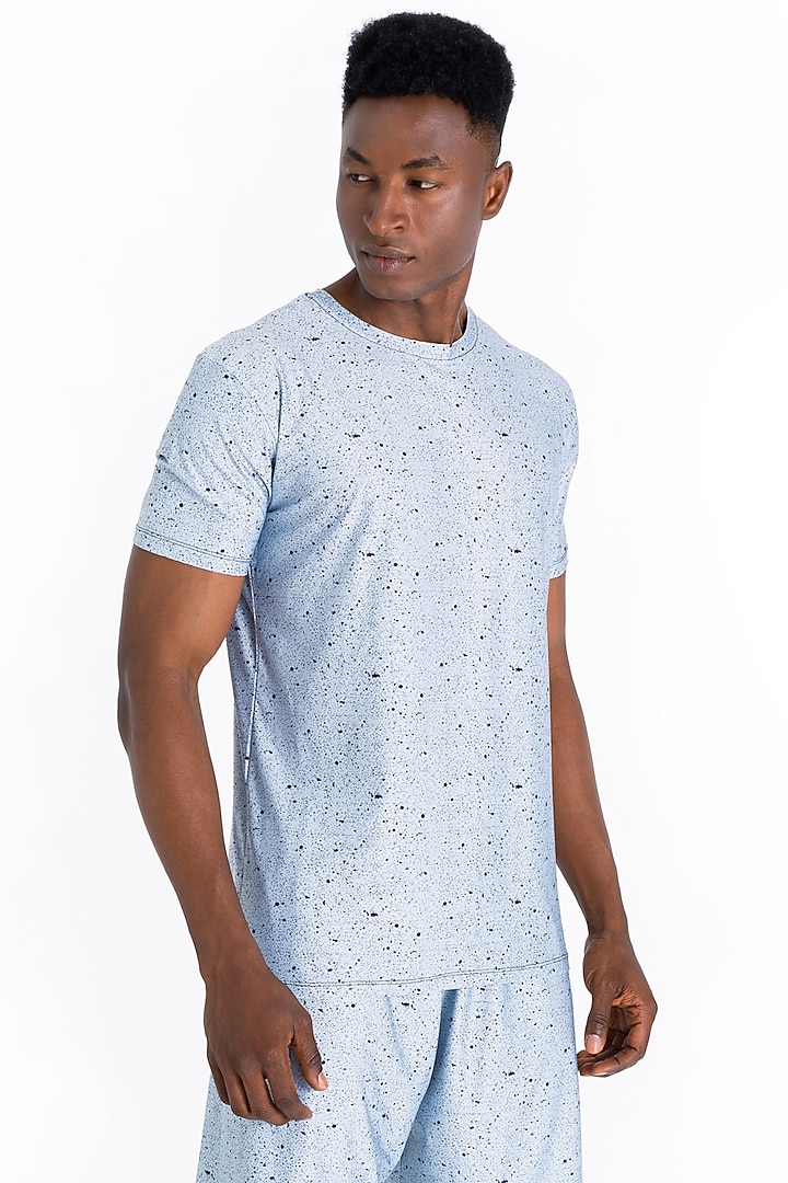Light Blue Polyester Printed T-Shirt by Tezhomaya by Kavit Mehta at Pernia's Pop Up Shop