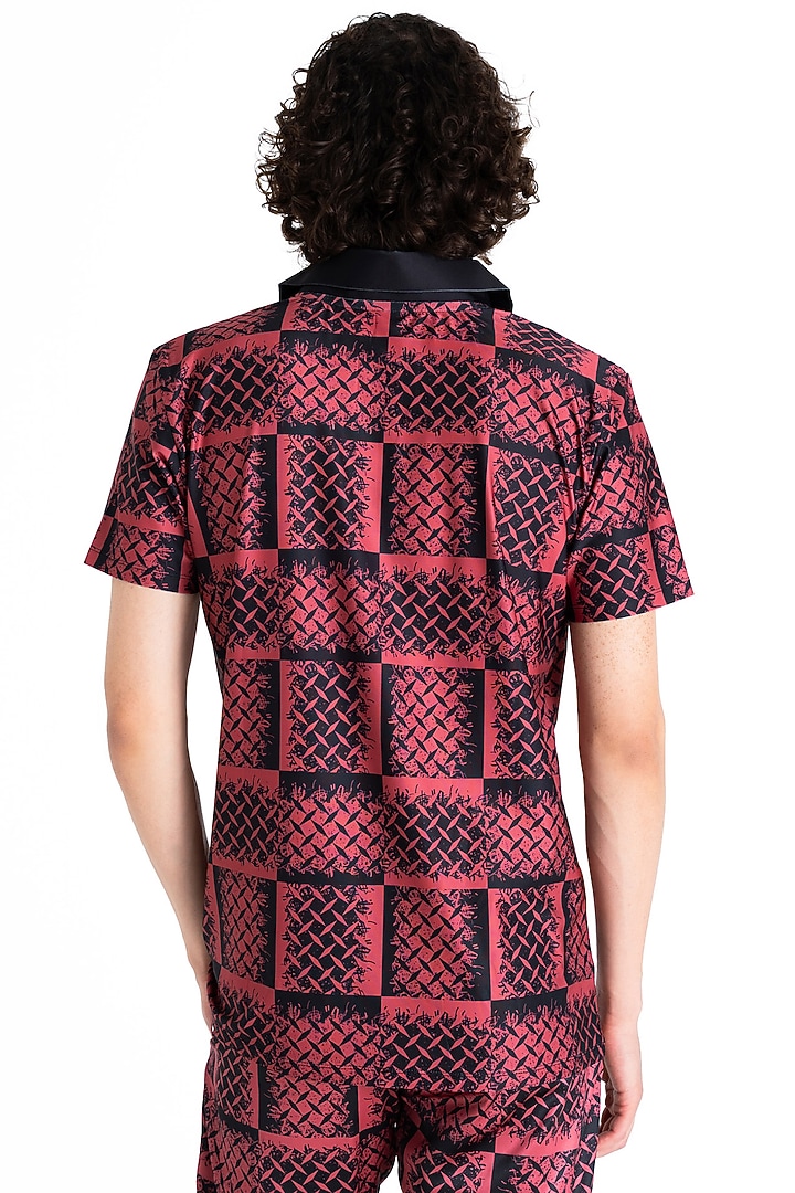 Ruby Red Polyester Printed Polo T-Shirt by Tezhomaya by Kavit Mehta at Pernia's Pop Up Shop