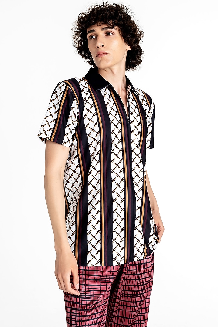 Multi-Colored Polyester Printed Polo T-Shirt by Tezhomaya by Kavit Mehta at Pernia's Pop Up Shop
