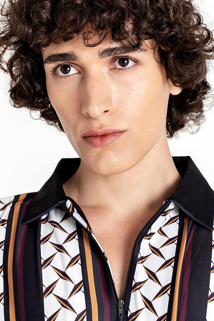 Multi-Colored Polyester Printed Polo T-Shirt by Tezhomaya by Kavit Mehta at Pernia's Pop Up Shop