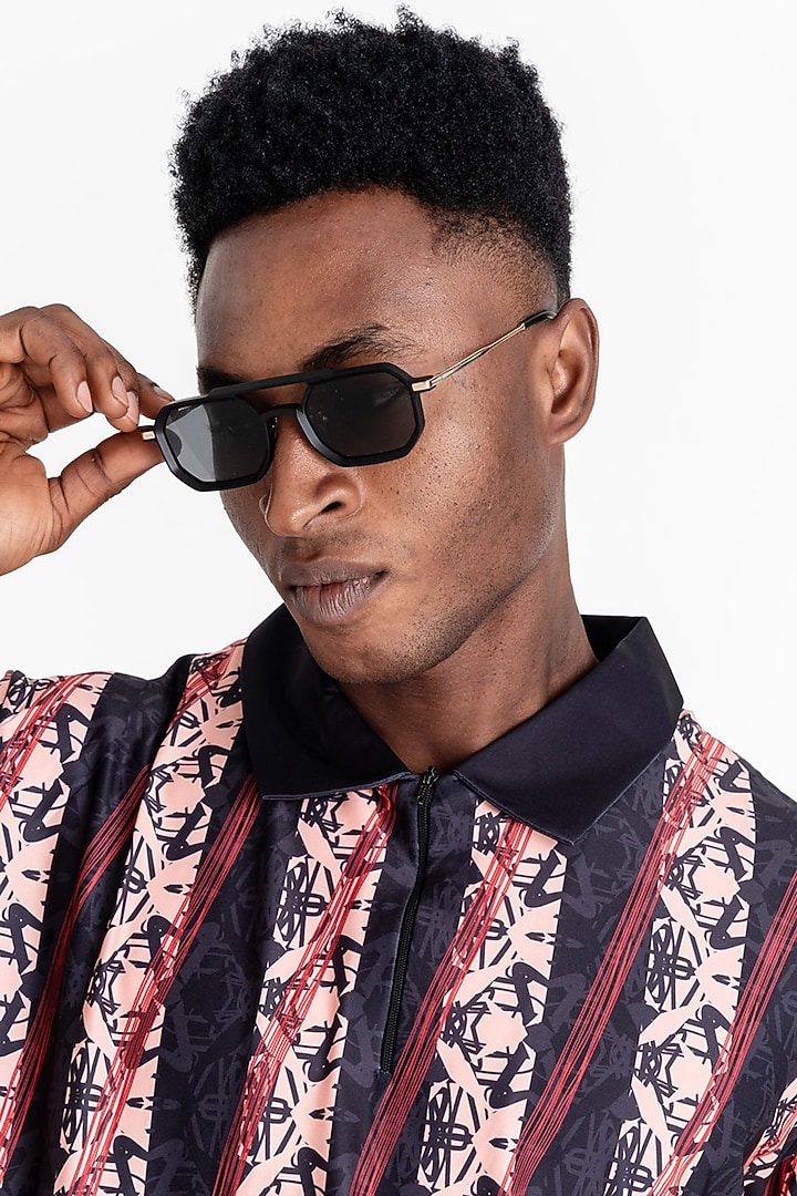 Orange Polyester Printed Polo T-Shirt by Tezhomaya by Kavit Mehta at Pernia's Pop Up Shop