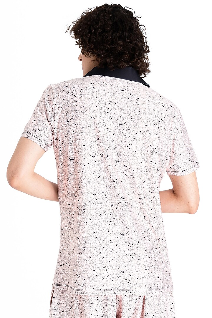 Light Beige Polyester Printed Polo T-Shirt by Tezhomaya by Kavit Mehta at Pernia's Pop Up Shop