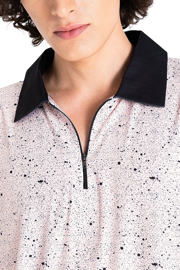 Light Beige Polyester Printed Polo T-Shirt by Tezhomaya by Kavit Mehta at Pernia's Pop Up Shop