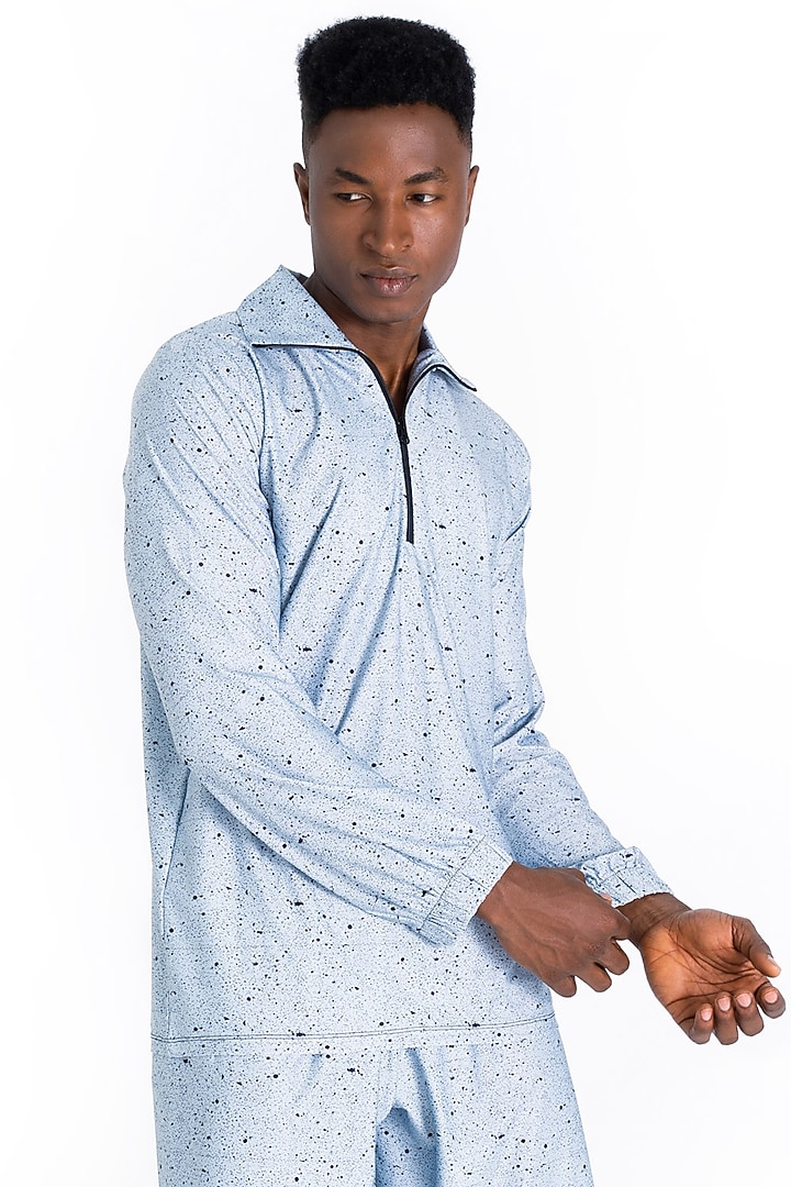 Light Blue Polyester Printed T-Shirt by Tezhomaya by Kavit Mehta at Pernia's Pop Up Shop