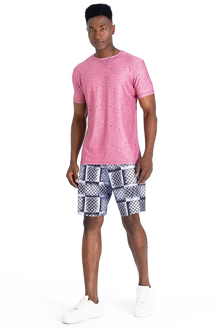Grey Polyester Printed Training Shorts by Tezhomaya by Kavit Mehta at Pernia's Pop Up Shop