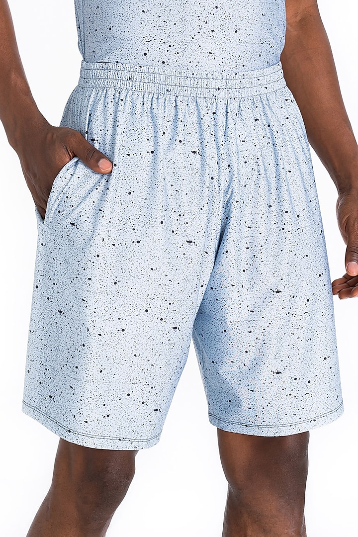 Light Blue Polyester Printed Shorts by Tezhomaya by Kavit Mehta