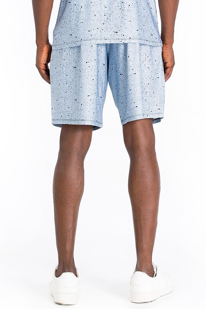 Light Blue Polyester Printed Shorts by Tezhomaya by Kavit Mehta at Pernia's Pop Up Shop