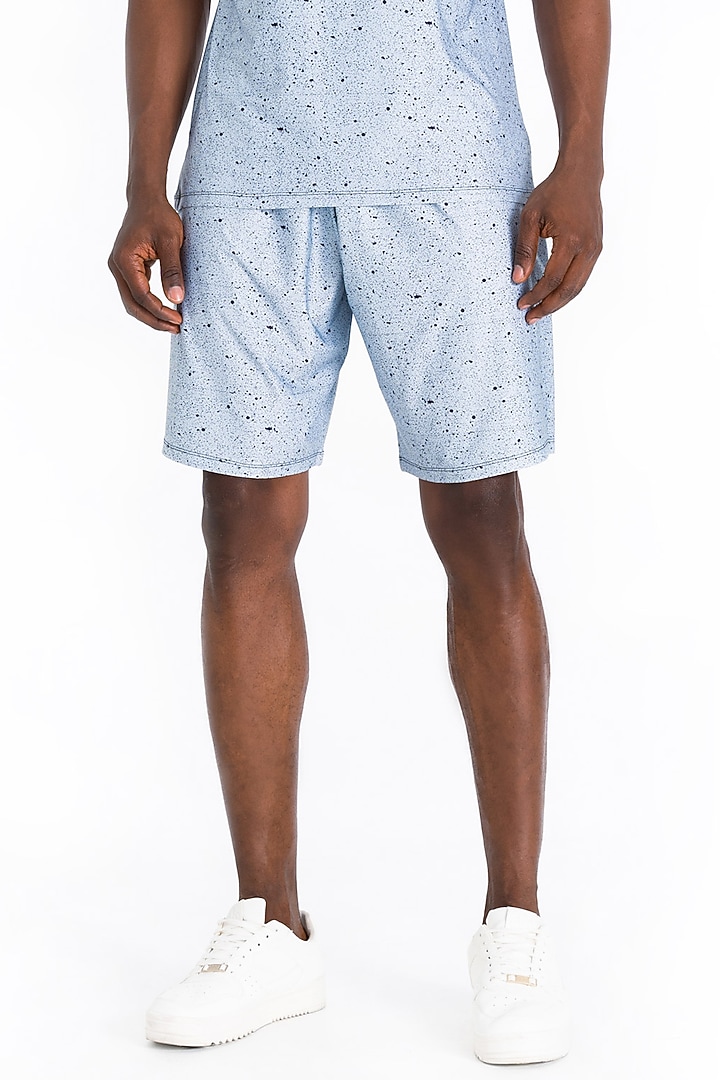 Light Blue Polyester Printed Shorts by Tezhomaya by Kavit Mehta at Pernia's Pop Up Shop